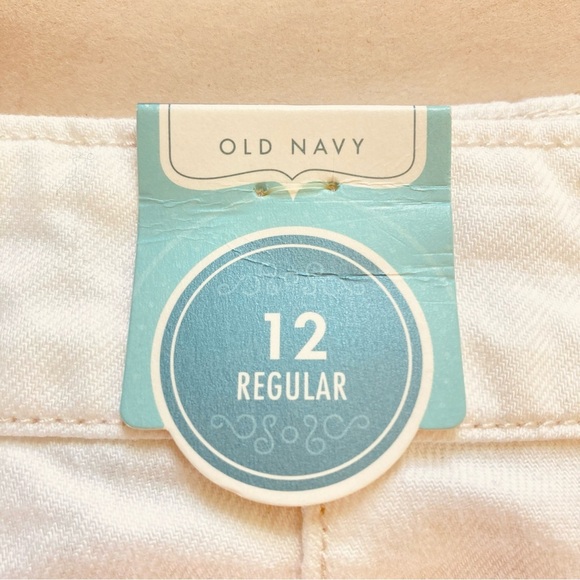 Old Navy White Denim Cotton Retro Flare Sailor Pants Jeans Side Button (Size 12) - Picture 7 of 13
